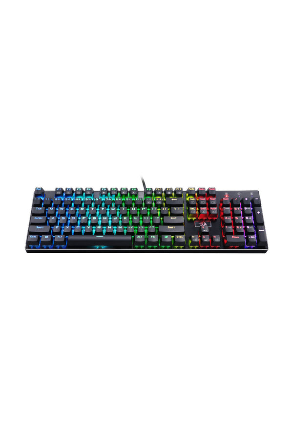 REDRAGON - Redragon K556RGB Devarajas Black Metal Full-Size Wired Mechanical Keyboard Red Switch - black-red