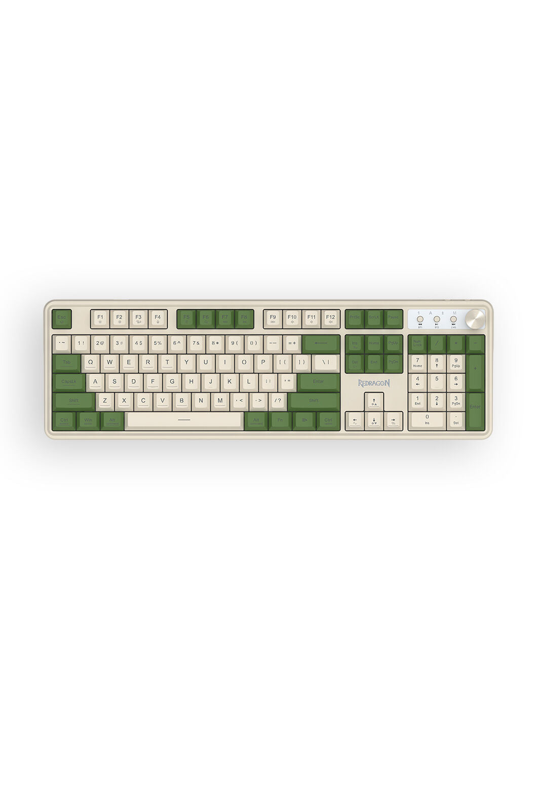 REDRAGON - Redragon RM104 VOLCANO K526OWSG-WL Silver/Green Tri-Mode Wireless Gaming Keyboard - silver-green