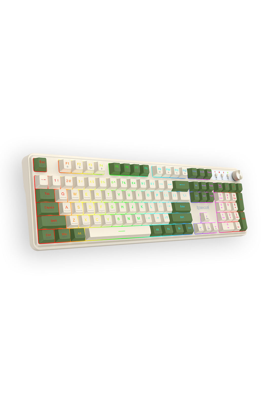 REDRAGON - Redragon RM104 VOLCANO K526OWSG-WL Silver/Green Tri-Mode Wireless Gaming Keyboard - silver-green