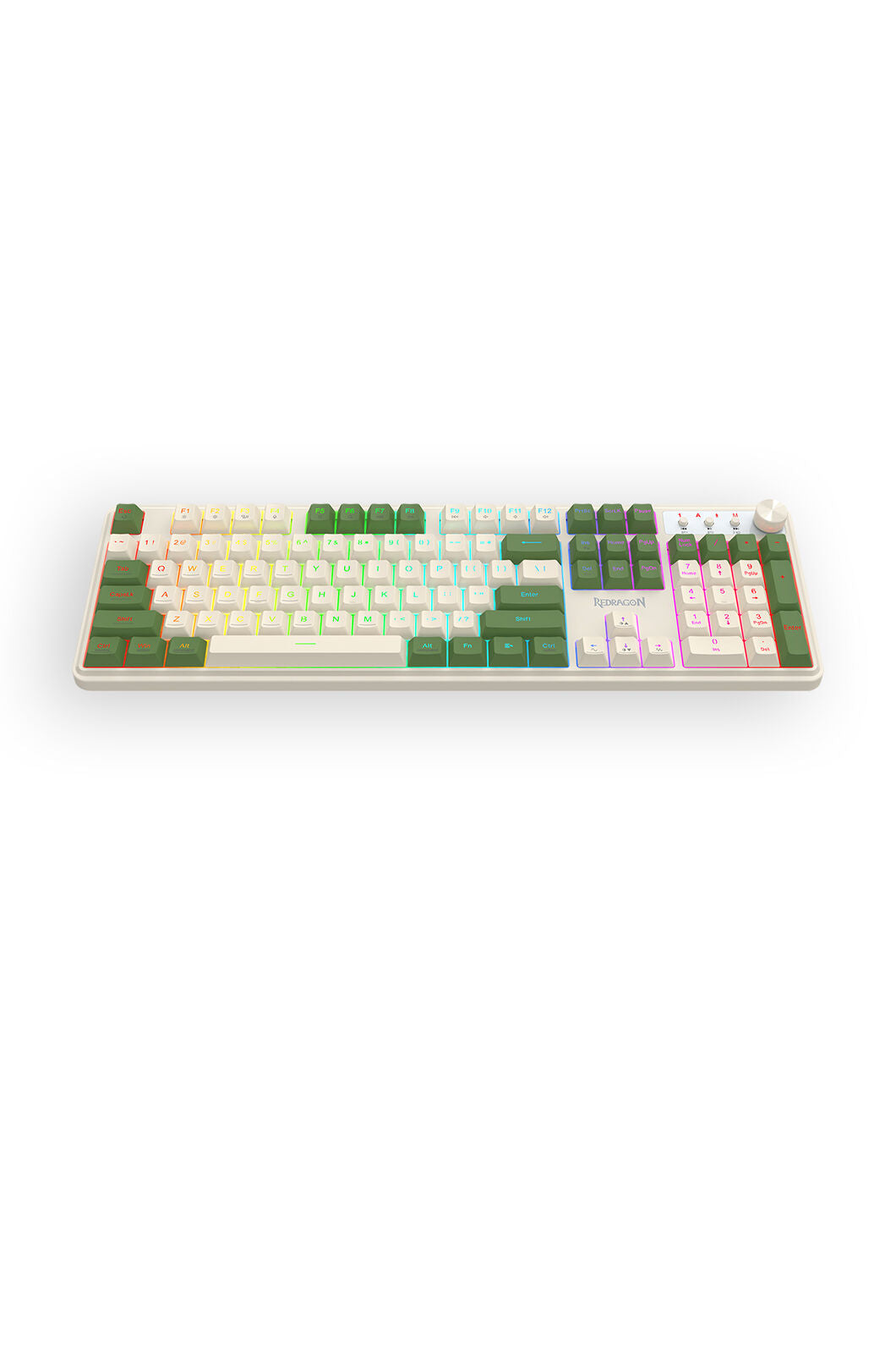 REDRAGON - Redragon RM104 VOLCANO K526OWSG-WL Silver/Green Tri-Mode Wireless Gaming Keyboard - silver-green