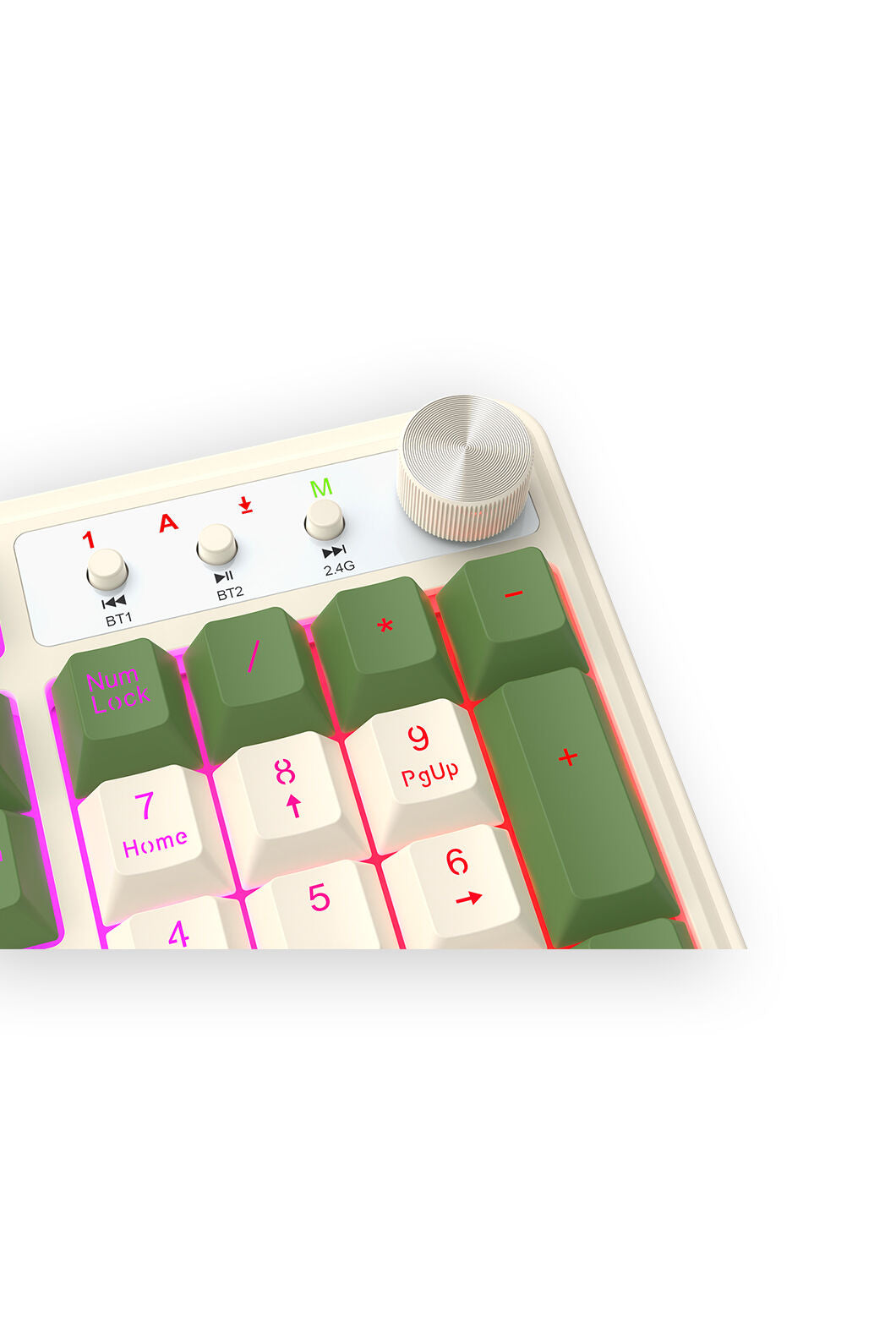 REDRAGON - Redragon RM104 VOLCANO K526OWSG-WL Silver/Green Tri-Mode Wireless Gaming Keyboard - silver-green
