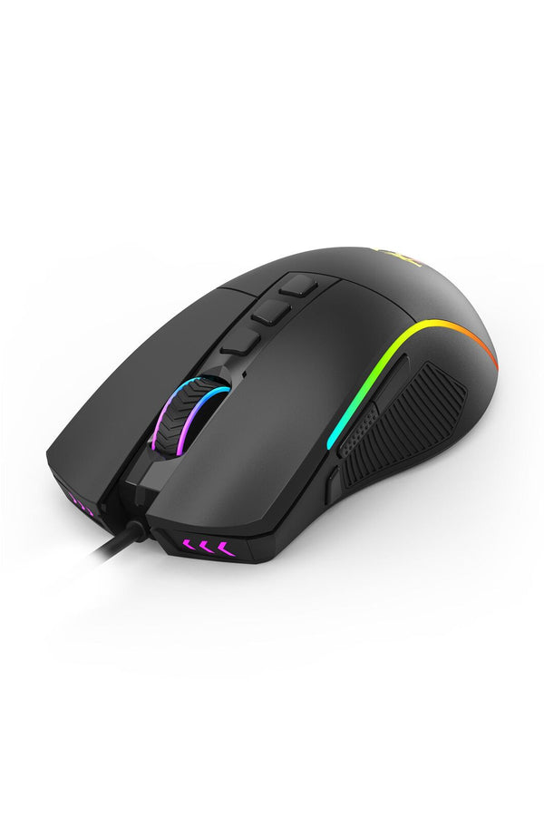 REDRAGON - Redragon M812-RGB Plank Black Ergonomic USB Wired 16000 DPI Gaming Mouse - black