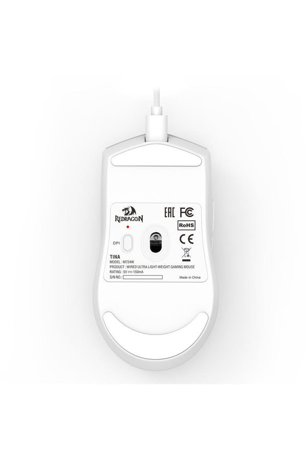 REDRAGON - Redragon M724W Throne White Ultra-Light Wired Gaming Mouse - white