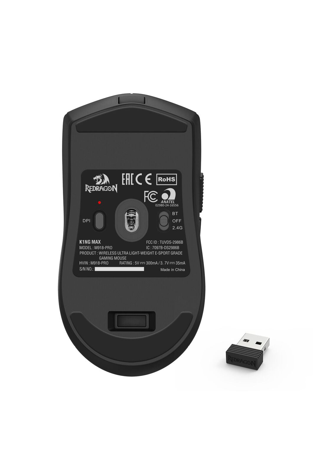 REDRAGON - Redragon M918-PRO K1ng Max Black Ultra-Light Tri-Mode 26000 DPI Esports Gaming Mouse - black