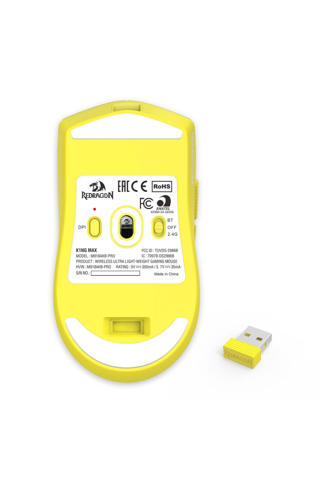 Redragon M918AKB K1ng Max Yellow Cartoon Ultra-Light Tri-Mode Gaming Mouse