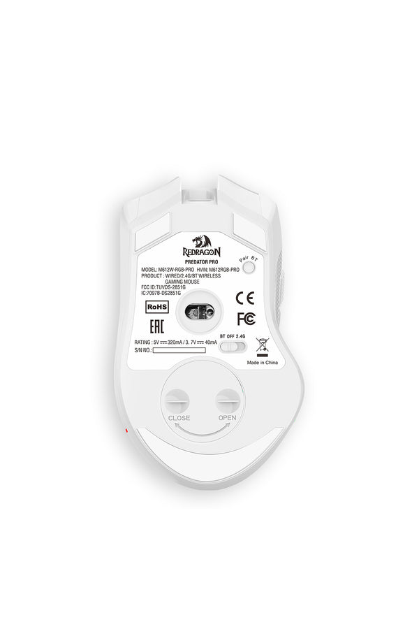 REDRAGON - Redragon M612-PRO Predator White Tri-Mode Wireless RGB Gaming Mouse - white