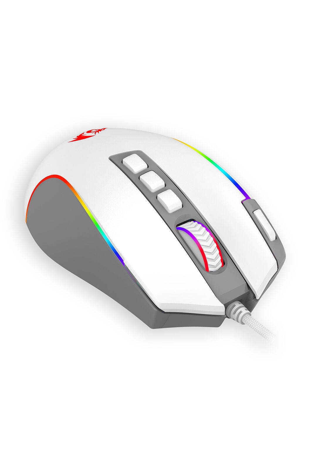 REDRAGON - Redragon M612 Predator White/Grey 8000 DPI Wired RGB Gaming Mouse - white-grey