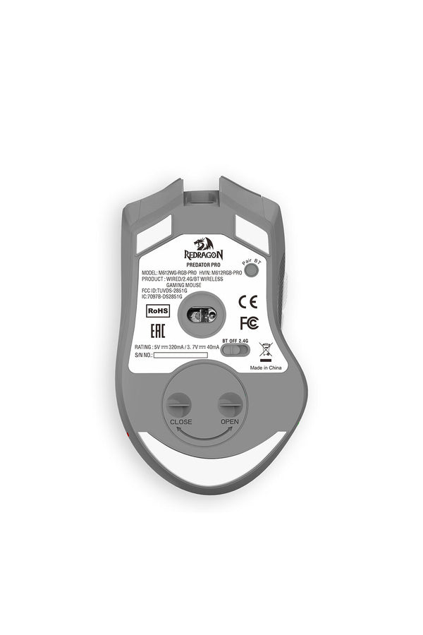 REDRAGON - Redragon Predator M612WG Pro Mouse Tri-Mode Wireless RGB Programable - white-grey
