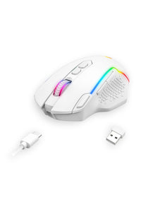 REDRAGON - Redragon M810W-RGB-MAX Taipan White Tri-Mode Wireless Gaming Mouse - white