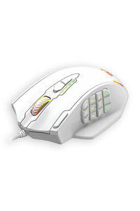 REDRAGON - Redragon M908 Impact White 12,400 DPI MMO Wired RGB Gaming Mouse - white