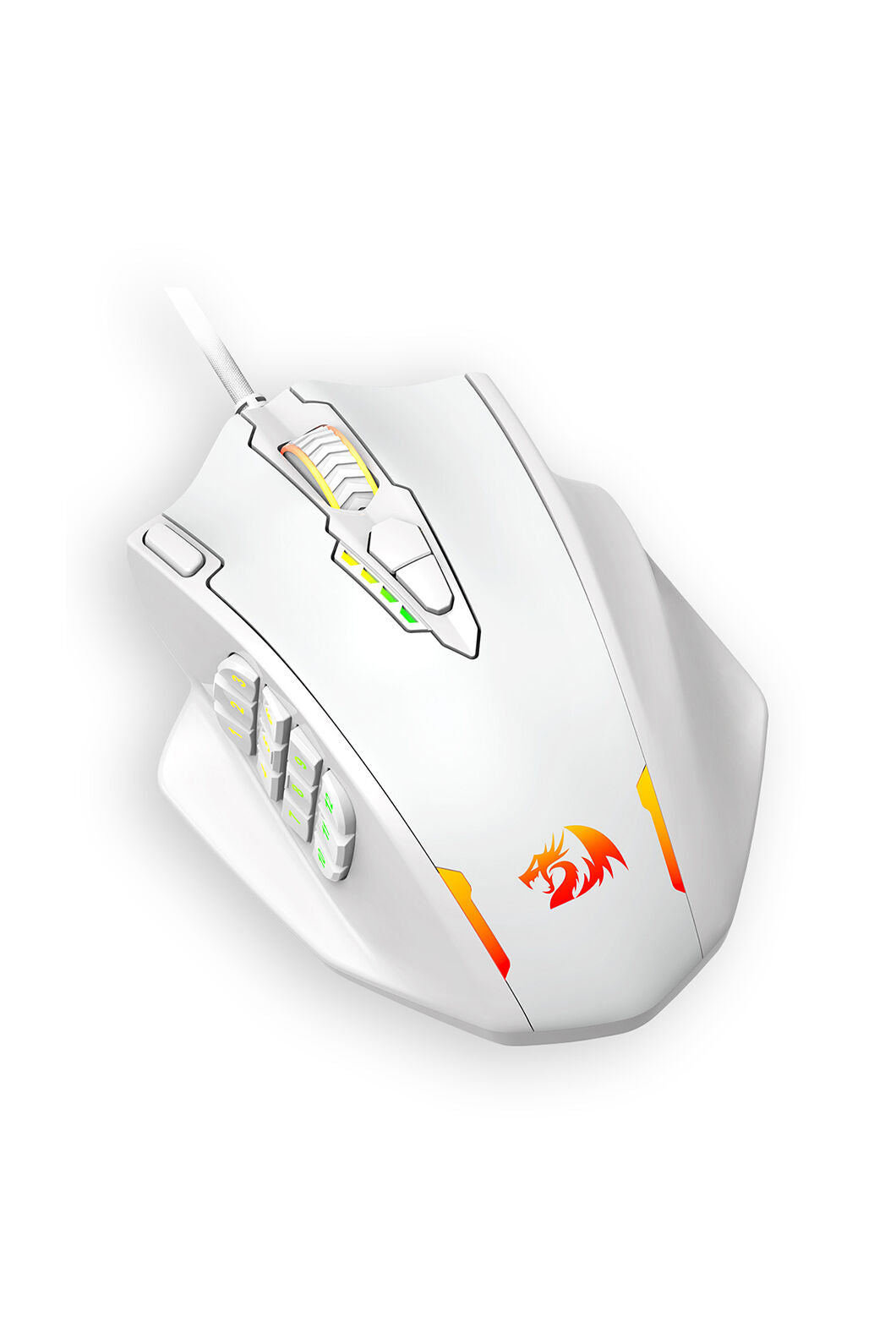 REDRAGON - Redragon M908 Impact White 12,400 DPI MMO Wired RGB Gaming Mouse - white