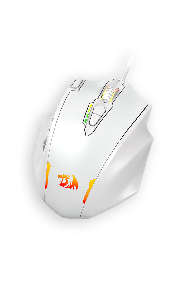 REDRAGON - Redragon M908 Impact White 12,400 DPI MMO Wired RGB Gaming Mouse - white