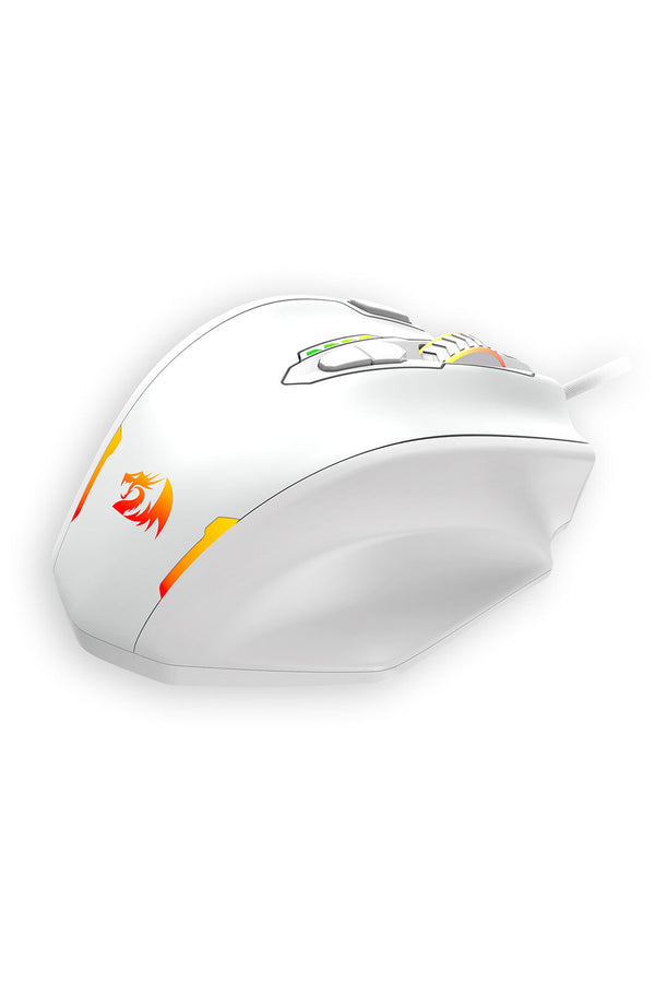 REDRAGON - Redragon M908 Impact White 12,400 DPI MMO Wired RGB Gaming Mouse - white