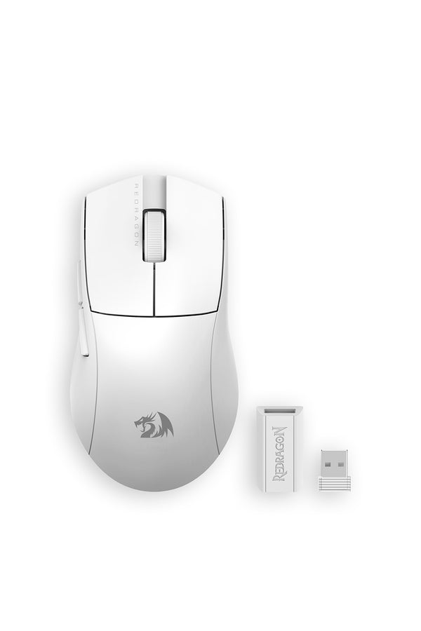 REDRAGON - Redragon K1NG M916 PRO White 49g Ultra-Lightweight 3-Mode PAW3395 Gaming Mouse - white