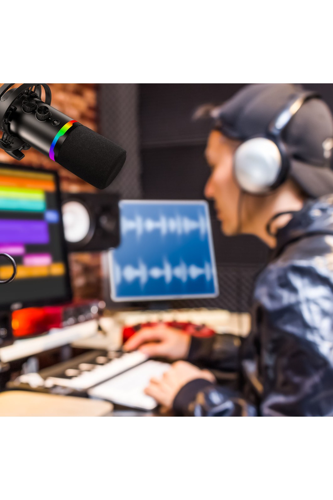 REDRAGON - Redragon GM307 Solara Black USB XLR Dynamic RGB Gaming Microphone - black