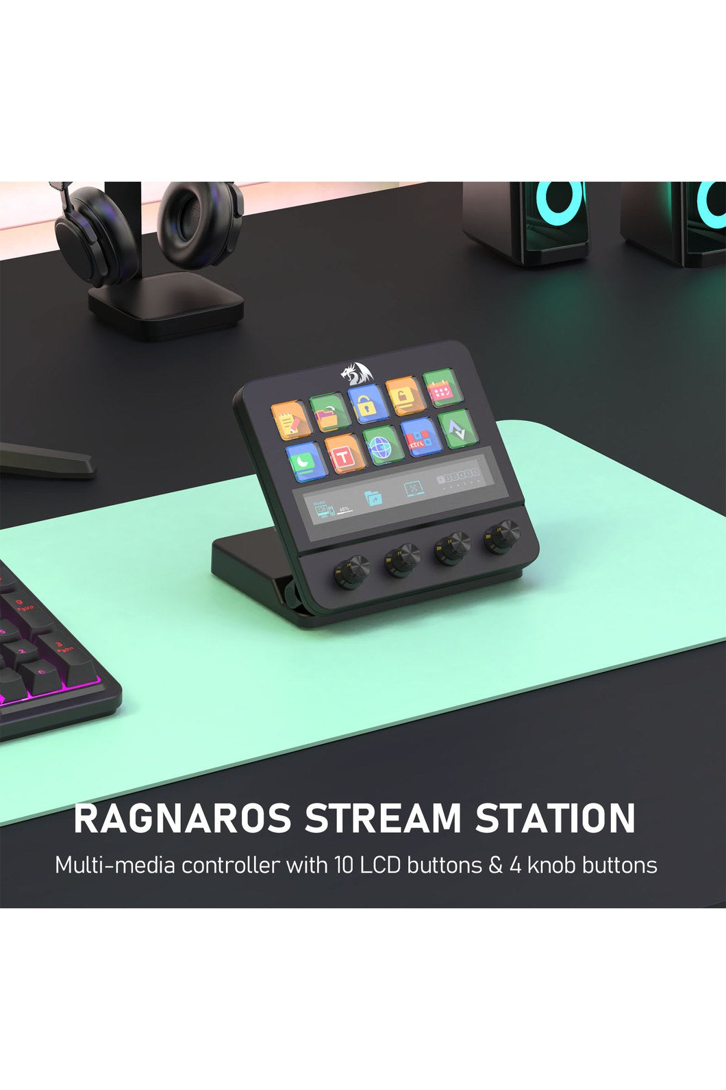 REDRAGON - Redragon SS-552 Ragnaros Black Adjustable Macro Stream Control Station - black