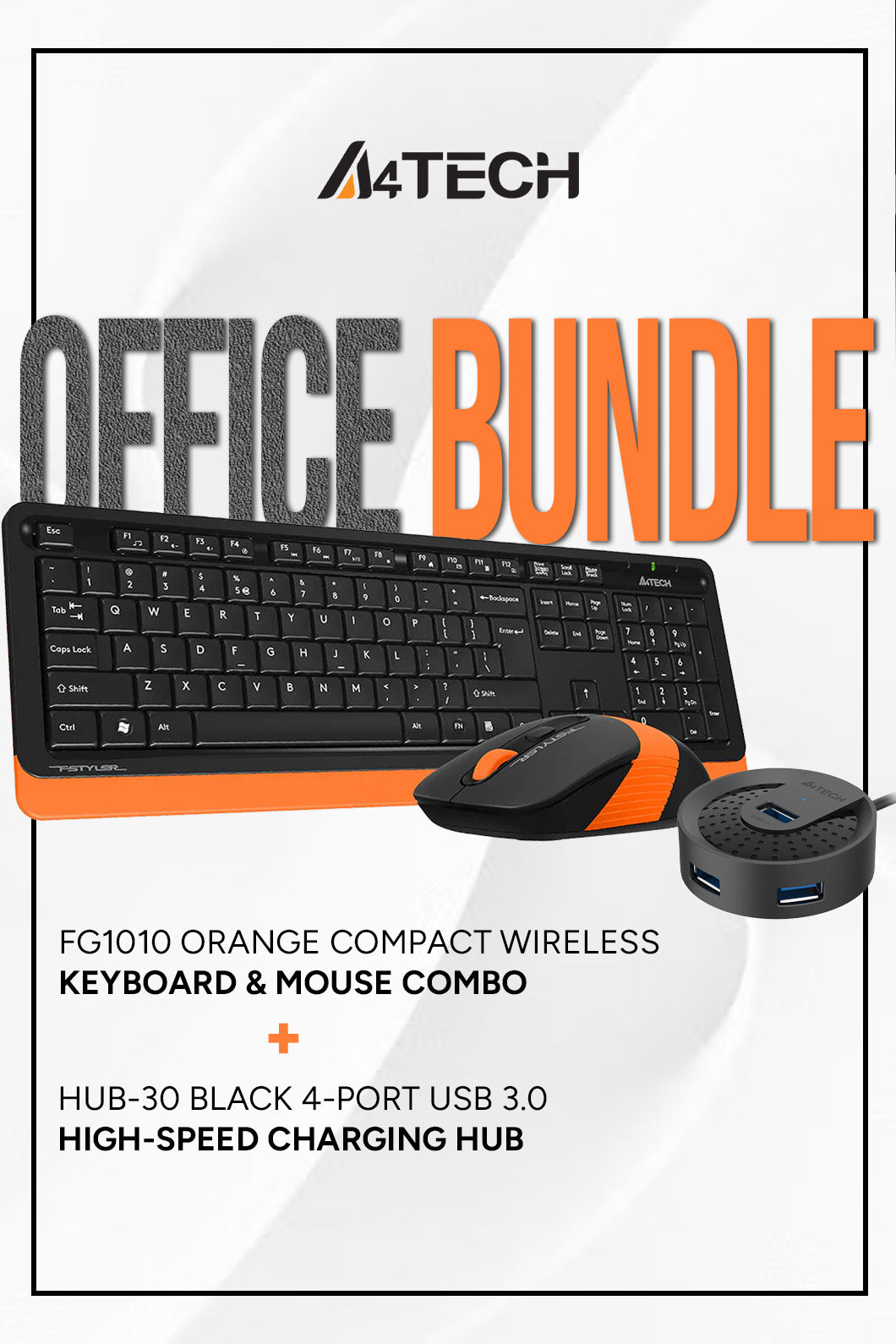Electronic Rebellion A4Tech FG1010 + HUB-30 Office Bundle